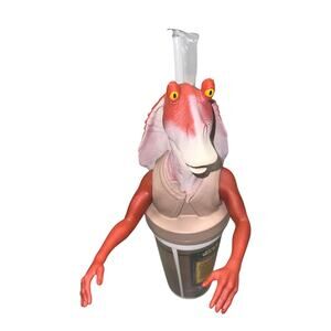 Vintage Star Wars Phantom Menace Jar Jar Binks Cup & Cup Topper with Straw 1999